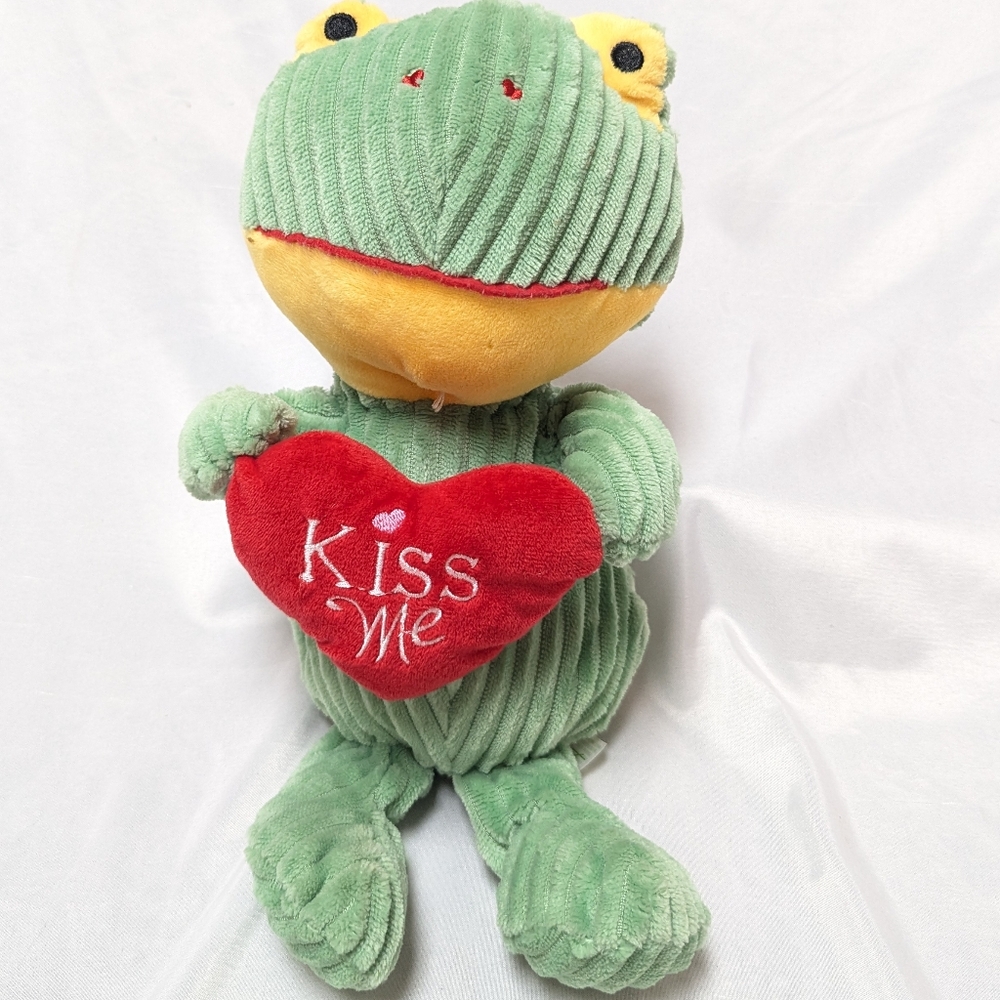 Homerbest Green Ribbed Corduroy Plush Frog Stuffed Animal Kiss Me Love Gift Toy